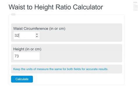 Waist to Height Ratio Calculator / WHtR Calculator - Calculator Academy