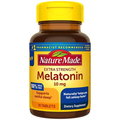 Nature Made Extra Strength Melatonin 10 mg Tablets, 70 Count Sleep Aid ...