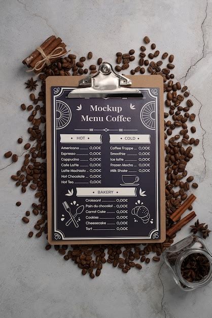 Premium PSD | Cafe menu mockup design