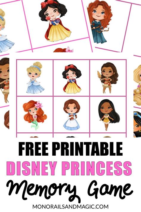 Disney Princess Memory Game Free Printable - Monorails and Magic