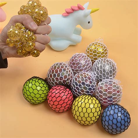 Mesh Squishy Balls Stress Relief Squeeze Grape Balls Relieve Pressure Balls Hand Fidget Toy-in ...