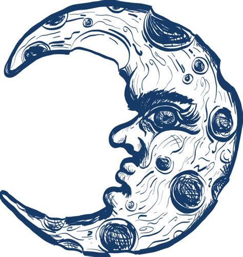 Drawing Of Half Moon Face Illustrations, Royalty-Free Vector Graphics ...