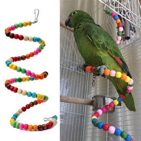 1pcs Rainbow Parrot Bird Toys Pet Bird Parrot Standing Rope Bird Cage Decoration Climbing Toy ...