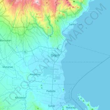 Digos topographic map, elevation, terrain