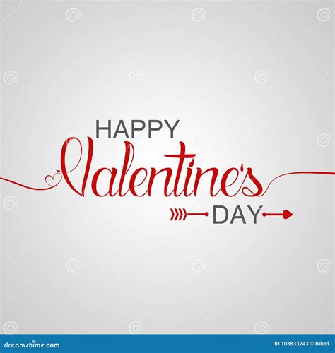 Happy Valentines Day Card, Script Typography, Light Background Stock Illustration - Illustration ...