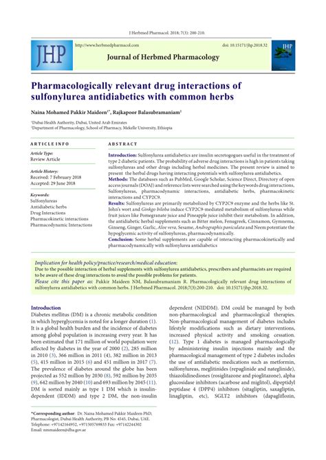 (PDF) Pharmacologically relevant drug interactions of sulfonylurea ...