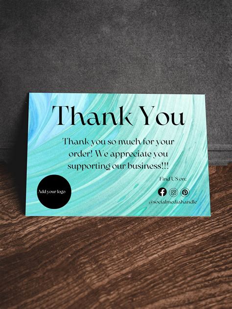 Thank You Card for Business Thank You Card Insert Thank You - Etsy