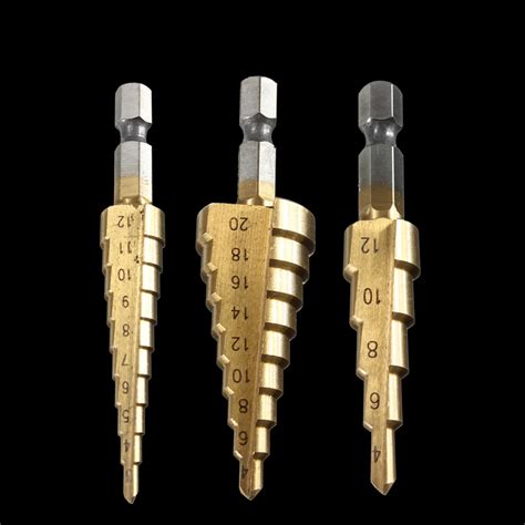 Aliexpress.com : Buy 3pcs HSS Titanium Coated Step Drill Bit High Speed Steel Wood Drilling ...