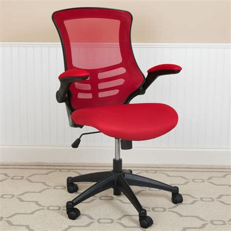 Flash Furniture Mid-Back Red Mesh Swivel Ergonomic Task Office Chair with Flip-Up Arms - Walmart ...