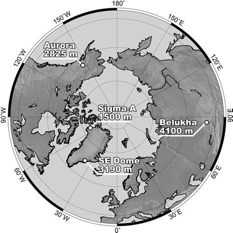 Locations of the ice‐core sites. See also Table 1. | Download ...