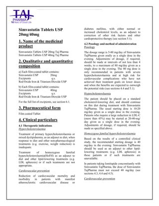 Simvastatin Tablets USP Taj Pharma SmPC | PDF | Free Download