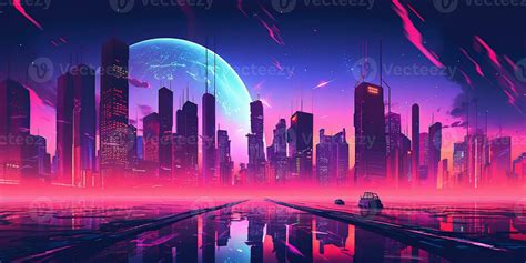 Aesthetic city synthwave wallpaper with a cool and vibrant neon design, 24209348 Stock Photo at ...