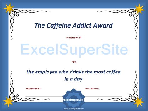 Funny Employee Award Certificates - ExcelSuperSite