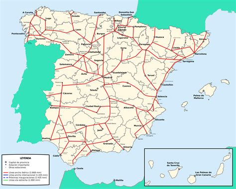 spain rail map | Espagne carte, Carte routiere, Espagne