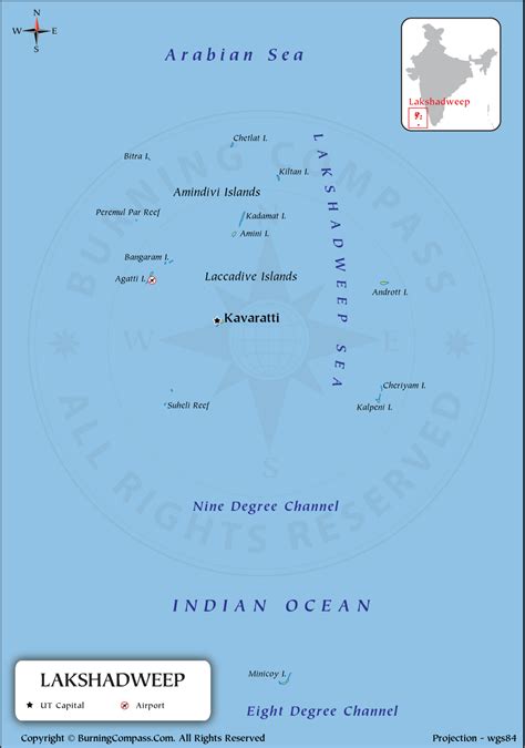 Lakshadweep Map, Lakshadweep Union Territory Map