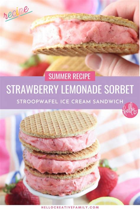 Strawberry Lemonade Sorbet Ice Cream Sandwich Recipe