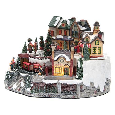 Animated Christmas village with train 35x25x20 cm | online sales on HOLYART.com