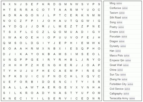 Ancient China Word Search Answer Key - alex
