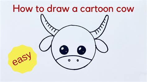 Beginners how to draw a cartoon cow - very easy - YouTube