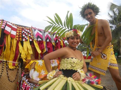 Tuvalu lass in Traditional Funafuti attire; the skirt made of large green leaves and coconut ...