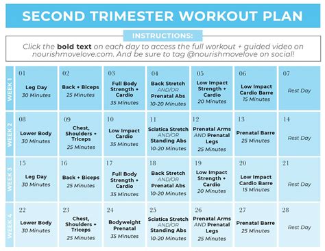 Second Trimester Workout Plan (Free PDF) | Nourish Move Love