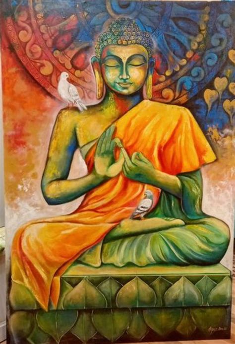 Buddha In Meditation K Hand Painted Painting On Canvas (Without Frame) – SoulSpaze