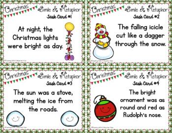 {FREE} Christmas Simile and Metaphor Task Cards {Holiday Figurative Language!}