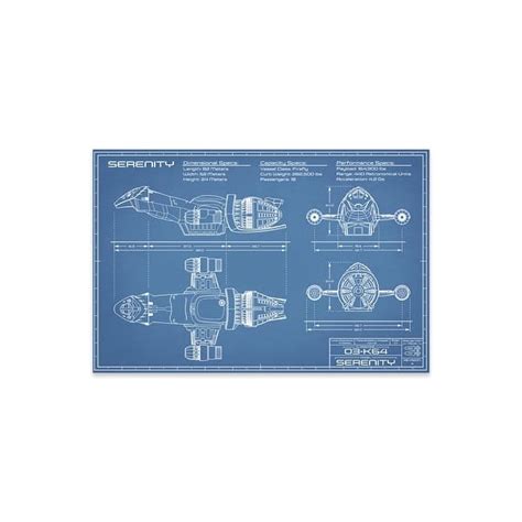 Serenity Firefly Spaceship Blueprint Print On Acrylic Glass by Action ...