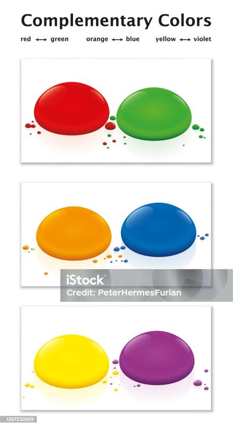 Infografis Warna Komplementer Hijau Merah Biru Oranye Ungu Kuning Berlawanan Tetes Berwarna ...