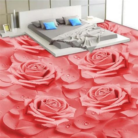 Aliexpress.com : Buy Free Shipping HD warm fragrance pink roses 3D flooring sticker wallpaper ...