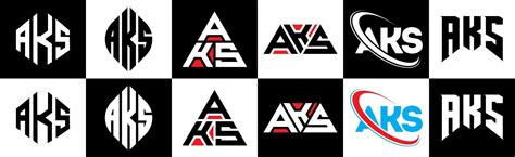 AKS letter logo design in six style. AKS polygon, circle, triangle ...