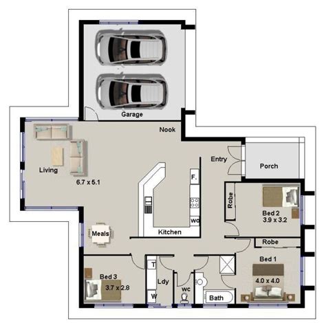 House Design Plan 13x9.5m With 3 Bedrooms - Home Design | Bedroom house plans, Garage house ...