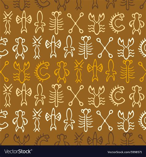 Seamless background with rongorongo glyphs Vector Image