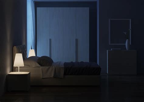 Premium Photo | Bedroom interior design. night lighting. 3d rendering.