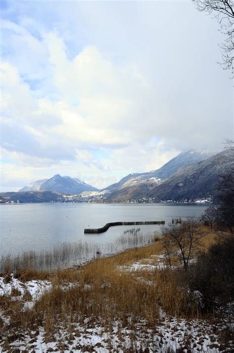 Snow Landscape, Annecy Lake in Winter, Savoy Stock Photo - Image of hill, cloud: 102570958