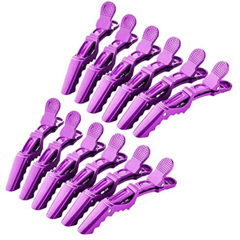 12 PCS Purple Hair Clips Alligator Clips for Thick Hair All Hair Type Wide Tooth Sectioning Croc ...