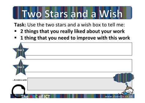 2 Stars and a Wish Worksheet by gwhiting7 - Teaching Resources - Tes