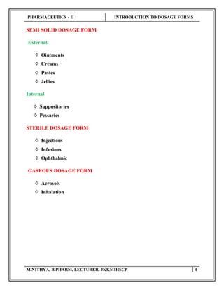 INTRODUCTION TO DOSAGE FORMS | PDF