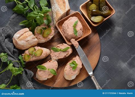 Chicken or Goose Liver Pate Sandwiches Stock Photo - Image of breakfast ...