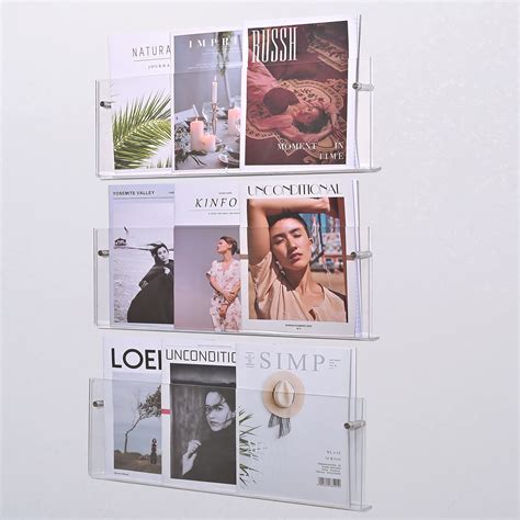 Buy WILLOWDALE 3 Tier Acrylic Wall Magazine Rack Clear Brochure Holder ...