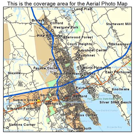 Aerial Photography Map of New Bedford, MA Massachusetts