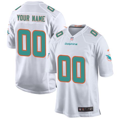 Miami Dolphins Nike Game Road Jersey - White - Custom - Mens