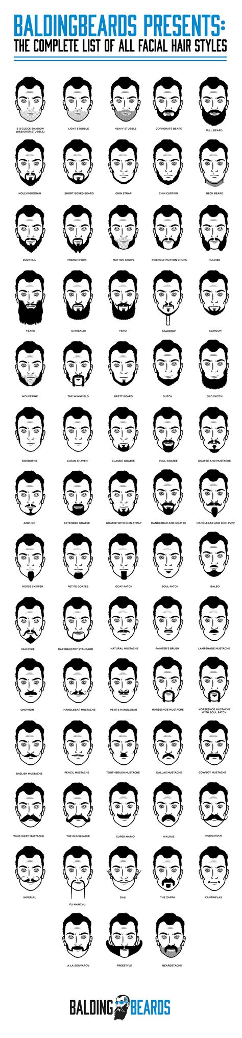 The Complete List Of All Facial Hair Styles #Infographic ~ Visualistan