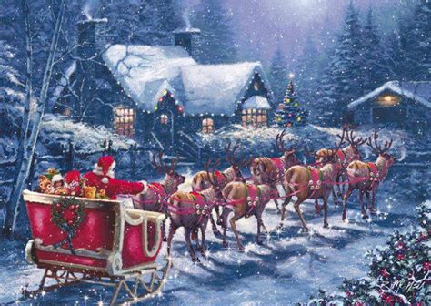 Santa with sleigh in snow | Cards-Christmas | Pinterest