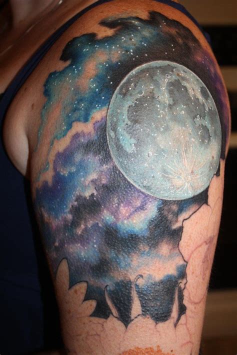 Leah Sleeve | Realistic moon tattoo, Moon tattoo designs, Sky tattoos