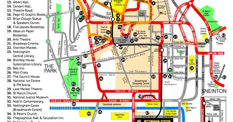 History by Nottingham Bus: Nottingham City Centre History Bus Map