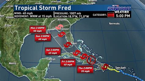 Tropical Storm Fred moving over the Dominican Republic