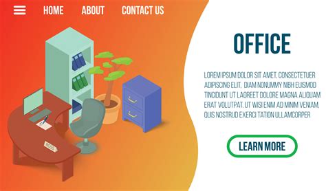 Office concept banner, isometric style 8291123 Vector Art at Vecteezy