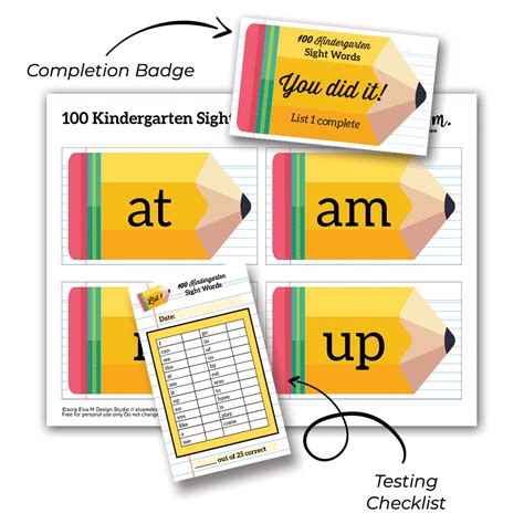 100 Kindergarten Sight Words Printable Flash Cards - Paris Corporation