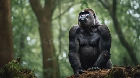 Cross River Gorilla is Monitoring Movement Stock Illustration ...